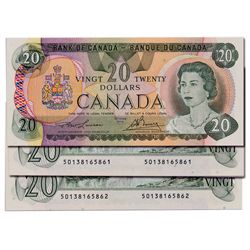 $20.00. 1979 Issue. BC-54a. Lawson-Bouey. No. 50138165861, 50138165862 & 50138165863. All three (3)