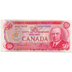 $50.00. 1975 Issue. BC-51a. No. HD0178623. Lawson- Bouey. CCCS graded Unc-65.