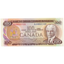 $100.00. 1975 Issue. BC-52bA. No. AJX0321122. Crow- Bouey. CCCS graded Mint State-64.