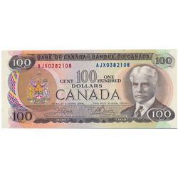 $100.00. 1975 Issue. BC-52bA. No. AJX0382108. Crow- Bouey. CCCS graded Mint State-64.