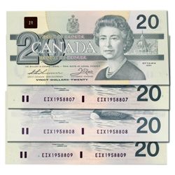 $20.00. 1991 Issue. BC-58aA-i. No. EIX1958806, 8807, 8808 & 8809. Thiessen-Crow. Lot of four (4) con