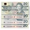 Image 1 : $20.00. 1991 Issue. BC-58aA-i. No. EIX1958806, 8807, 8808 & 8809. Thiessen-Crow. Lot of four (4) con