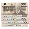 Image 1 : $100.00. 1988 Issue. BC-60a-i. No. BJF8191559, 1560, 1561, 1562, 1563. Thiessen-Crow. Clear B.P.N. F