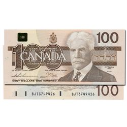 $100.00. 1988 Issue. BC-60a-i. No. BJD6459438. Thiessen-Crow. Clear B.P.N. CCCS graded Choice Unc-64