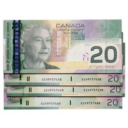 $20.00. 2006 Issue. BC-64aA-i. Insert notes. Jenkins-Dodge. No. EZV9757457, 7458, 7459, 7460. Lot of