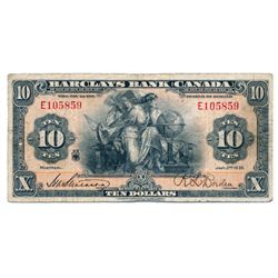 BARCLAY’S BANK (CANADA). $10.00. Jan. 2, 1935. CH-30- 12-06. No. E105859. PCGS graded Fine-12.