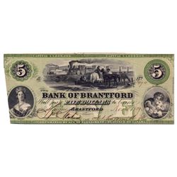THE BANK OF BRANTFORD. $5.00. Nov. 1, 1859. CH-40-10-02-08a. No. 3494. Brantford Issue. ‘Westbrook O