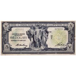 THE CANADIAN BANK OF COMMERCE. $5.00. Jan. 2, 1917. CH-75-16-02-02. Green and red seal. White backgr
