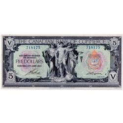 THE CANADIAN BANK OF COMMERCE. $5.00. Jan. 2, 1917. CH-75-16-04-6a. Small Logan signature. Green tin
