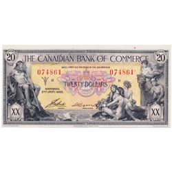 THE CANADIAN BANK OF COMMERCE. $20.00. Jan. 2, 1917. CH-75-18-10. Logan, right. No. 074861/B. Extra