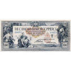 THE CANADIAN BANK OF COMMERCE. $100.00. Jan. 2, 1917. CH-75-16-02-12. White background. No. 11673/A.