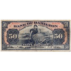 THE BANK OF HAMILTON. $50.00. June 1, 1914. CH-345-20-24. No. 014128. PMG graded Fine-12. “C...C” ov