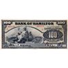 Image 1 : THE BANK OF HAMILTON. $100.00. June 1, 1909. CH-345-0-26. No. 005118. “E...E” overprint in red. PMG