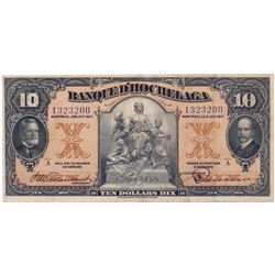 BANQUE D’HOCHELAGA. $10.00. Jan. 2, 1917. CH-360-24- 08. No. 1323200. PMG graded Very Fine-25.
