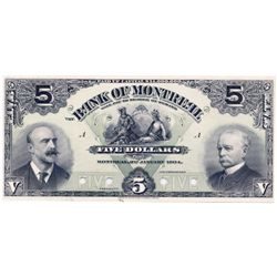 THE BANK OF MONTREAL. $5.00. Jan. 3, 1904. CH-505-48-02P. A full colour Face Proof on thin paper, on