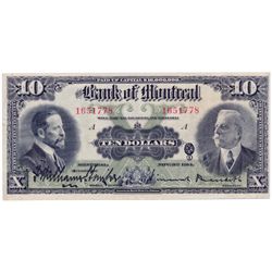 THE BANK OF MONTREAL. $10.00. Nov. 3, 1914. CH-505- 54-08. No. 1651778/A. PMG graded Very Fine-30. E