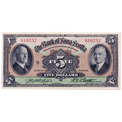 THE BANK OF NOVA SCOTIA. $5.00. Jan. 2, 1935. CH-550- 36-02. No. 610757. PCGS graded AU-53.