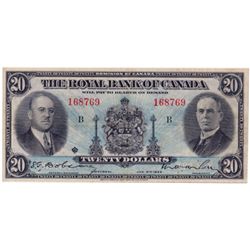 THE ROYAL BANK OF CANADA. $20.00. Jan. 2, 1935. CH-630-18-06a. Lg. sign. No. 168769/B. PCGS graded V