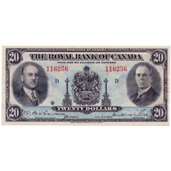 THE ROYAL BANK OF CANADA. $20.00. Jan. 2, 1935. CH-630-18-06a. Lg. sign. No. 116256/D. PCGS graded A