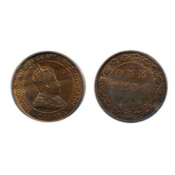 1908. PCGS graded Mint State-64. Red-Brown. 15% red lustre.