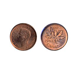 1943. ICCS Mint State-64. Red. 90% lustre.