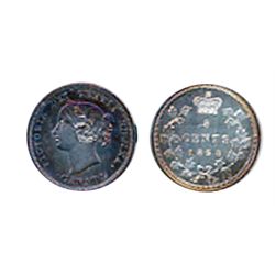 1858. Small Date. ICCS Plain Edge SPECIMEN-64. Premium red and blue toning. Some cameo contrast. Sup