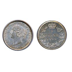 1870. Flat Border. PCGS graded Mint State-62. Brilliant, with a hint of golden toning.