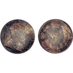 1904. Both ICCS and PCGS graded Mint State-65. An outstanding Edward ten cents piece, with great ‘ey