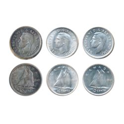 1943, 1944, 1945. All three (3) are ICCS Mint State-64. The first two brilliant, the last with mediu