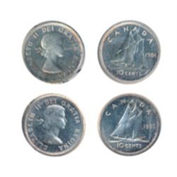 1954, 1956. Both ICCS Proof-Like-66. Both Heavy Cameo. Both lightly toned.