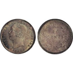 TWENTY CENTS. 1858. ICCS Mint State-67. The solo ‘Finest’ graded example. Accompanied by an ICCS Num