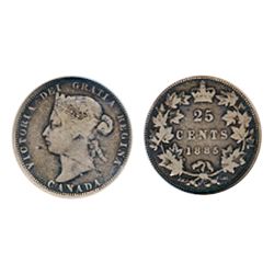 1885. ‘Curved Top 5’ variety. NGC graded VG-8. Toned. Large die crack on obverse.