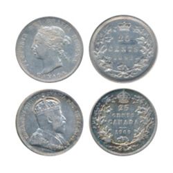 1892, 1909. Both ICCS Extra Fine-40. Lot of two (2) coins.