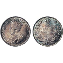 1936. PCGS graded Mint State-67. Medium heavy pearl toning, with outstanding rainbow highlights. The