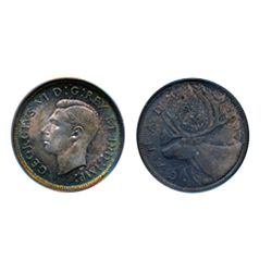 1937. PCGS graded Mint State-65. Gorgeous golden toning with purple highlights. A Gem.