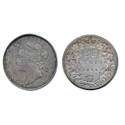 1870. L.C.W. PCGS graded AU-50. Even, medium heavy blue-gray toning.