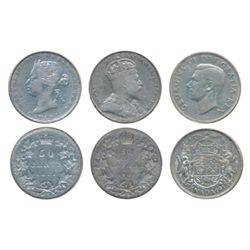 1871, 1906, 1948. Lot of three (3) pieces, all ICCS Fine-15.