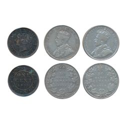 1914. ICCS Fine-12; 1932. ICCS VG-10. ALSO, ONE CENT. 1859. Narrow 9. ICCS VF-20, Corr. Lot of three