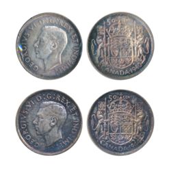 1940. ICCS Mint State-63. Lustrous, light multi-hued toning; 1944. Near 4. ICCS Mint State-64. Mediu