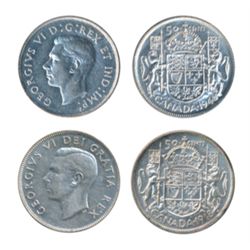 1946. Design in 6, 1948. Both ICCS AU-50. Lot of two (2) coins.