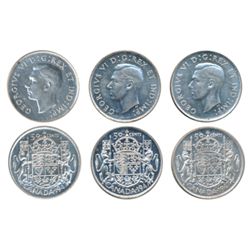 1947. Curved Right 7. 1947. Straight 7. 1947 Maple Leaf. All three (3) coins are ICCS Mint State-60.