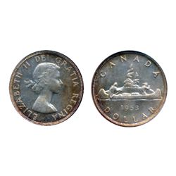 1953. S.F. NGC graded Mint State-65. Light to medium heavy golden-amber toning.