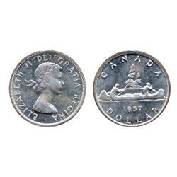 1957. 1 Waterline. ICCS Mint State-64. A brilliant example of a scarcer variety in high grade.