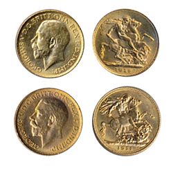 Sovereign. 1911-C, 1919-C. Both UNC-60 or better.