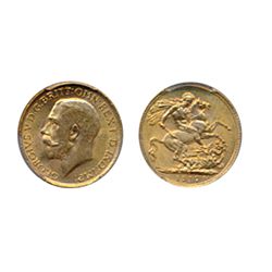 Sovereign. 1917-C. PCGS graded Mint State-64. Brilliant yellow lustre. Golden highlights.