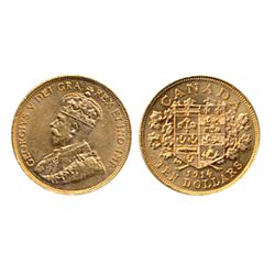 $10.00 Gold. 1914. ICCS AU-55. Brilliant orange-yellow and golden lustre.