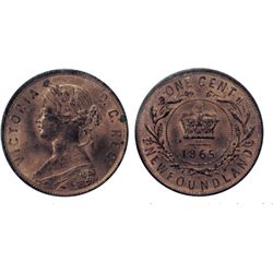 1865. ICCS Mint State-64. Red. 80% original red lustre. Some spotting on reverse.