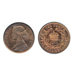 1872-H. ICCS Mint State-64. Red & Brown. 50% lustre. Good strike.