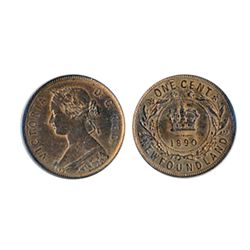 1890. ICCS Mint State-62. Red and Brown. 40% red lustre.