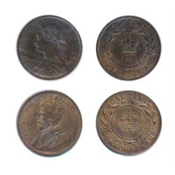 1896. ICCS Mint State-62. Brown. Hints of lustre; 1917-C. ICCS Mint State-62. Red-Brown. 30/50% lust